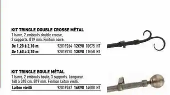 Brico Cash Kit Tringle Double Crosse Métal Kit Tringle Boule Métal offre
