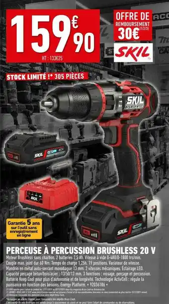 Brico Cash Perceuse à Percussion Brushless 20 V Skil offre