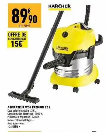 Brico Cash Aspirateur Wd4 Premium 20 L Kärcher offre