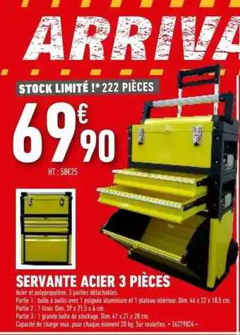 Brico Cash Servante Acier 3 Pièces offre