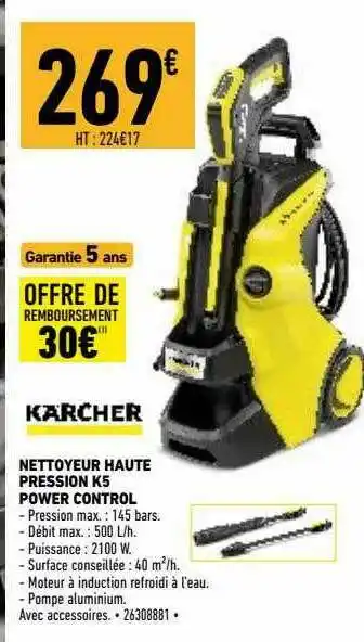 Brico Cash Nettoyeur Haute Pression K5 Power Control Kärcher offre