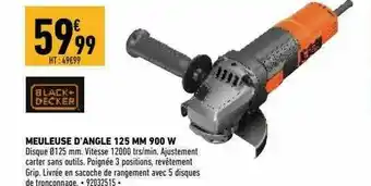 Brico Cash Meuleuse D'angel 125 Mm 900 W Black + Decker offre