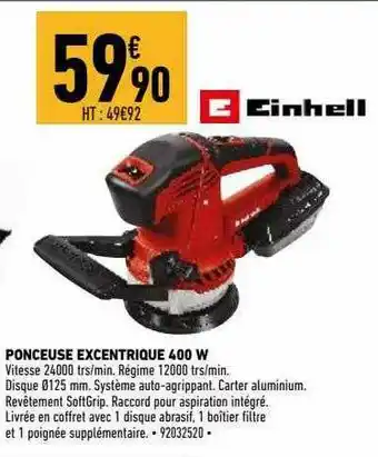 Brico Cash Ponceuse Excentrique 400 W Einhell offre