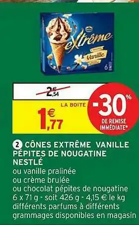 Cônes Extrême Vanille Pépites De Nougatine Nestlé