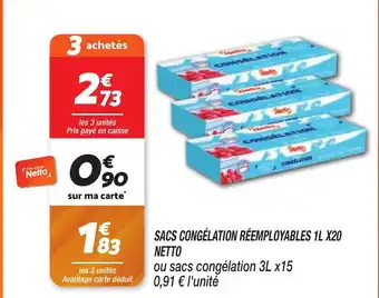 Netto NETTO Sacs congélation réemployables 1l x20 offre