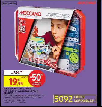 Intermarché Set 5 Kits D'inventions Moteur Meccano offre