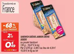 Netto SODEBO Sandwich suédois jambon chèvre offre