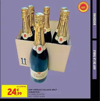Intermarché Aop Crémant D'alsace Brut A.rebstein offre