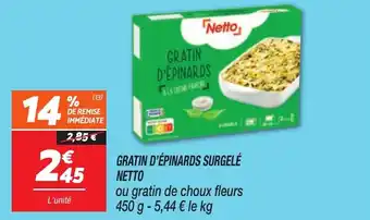 Netto NETTO Gratin d'épinards surgelé offre