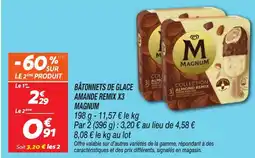 Netto MAGNUM Bâtonnets de glace amande remix x3 offre