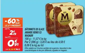 Netto MAGNUM Bâtonnets de glace amande remix x3 offre