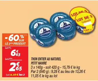 Netto PETIT NAVIRE Thon entier au naturel offre