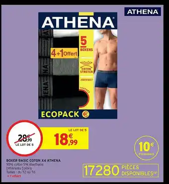 Intermarché Boxer Basic Coton X4 Athena offre
