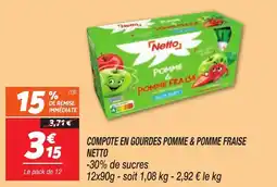 Netto NETTO Compote en gourdes pomme & pomme fraise offre