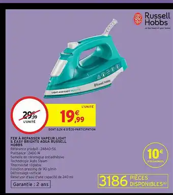 Fer à Repasser Vapeur Light & Easy Brights Aqua Russell Gobbs