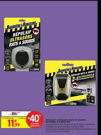 Intermarché Répulsif Ultrasons Rats Et Souris Barrière à Rongeurs offre