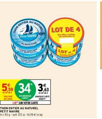 Intermarché Contact Thon Entier Au Naturel Petit Navire offre
