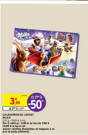 Intermarché Contact Calendrier De L'avent Milka Le 2ème -50% offre