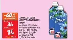 Netto LENOR Adoucissant liquide envolée d'air x40 lavages offre