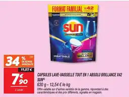 Netto SUN Capsules lave-vaisselle tout en 1 absolu brillance x42 offre