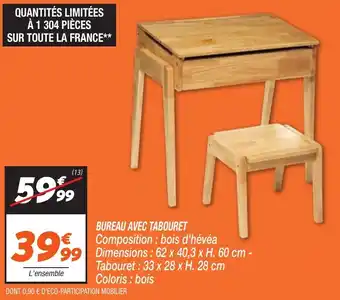 Netto Bureau avec tabouret offre