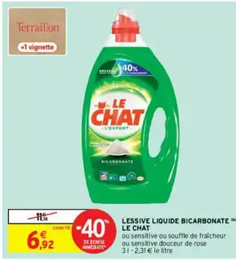 Intermarché Contact Lessive Liquide Bicarbonate -40% Remise Immédiate offre