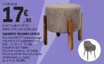 E.Leclerc Tabouret velours cotelé offre