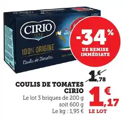 Bi1 CIRIO Coulis de tomates offre