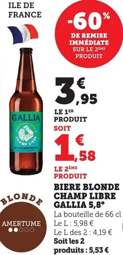 Bi1 GALLIA 5,8° Biere blonde champ libre offre