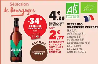 Bi1 VEZELAY IPA  Biere bio brasserie 5,4°, offre