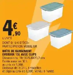 E.Leclerc Boite de rangement everbox 15l avec clips offre