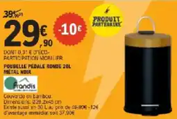 E.Leclerc Poubelle pédale ronde 20l métal ndir offre