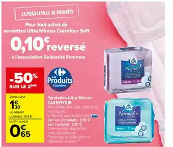 Carrefour Market Serviettes Ultra Minces Carrefour offre