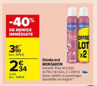 Carrefour Market Déodorant Monsavon offre