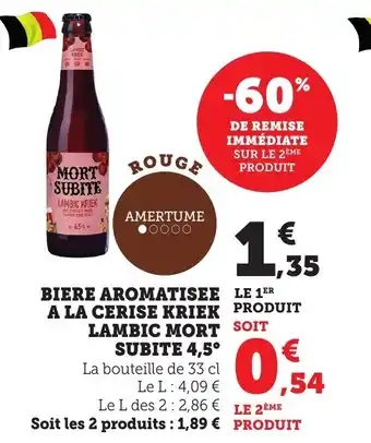 Bi1 MORT SUBITE Biere aromatisea la cerise kriek lambic 4,5° offre