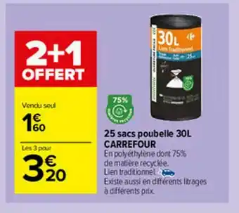 Carrefour Market 25 Sacs Poubelle 30l Carrefour offre
