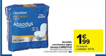 Carrefour Market Serviettes Incontinence Légère Absordys Carrefour offre
