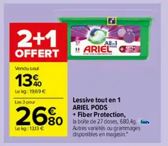 Carrefour Market Lessive Tout En 1 Ariel Pods + Fiber Protection offre