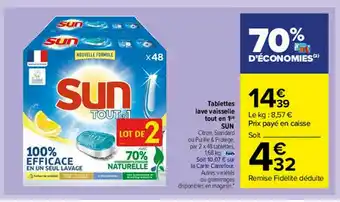Carrefour Market Tablettes Lave Vaisselle Tout En 1 Sun offre