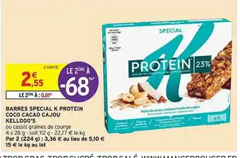 Intermarché Hyper Barres Spécial K Protein Coco Cacao Cajou Kellogg's offre