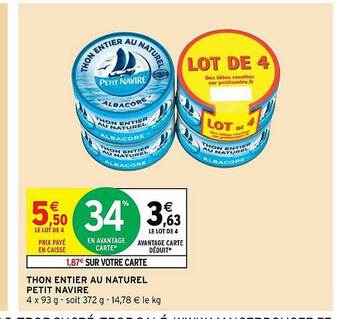 Intermarché Hyper Thon Entier Au Naturel Petit Navire offre
