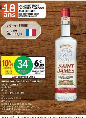 Rhum Agricole Blanc Impérial Saint James