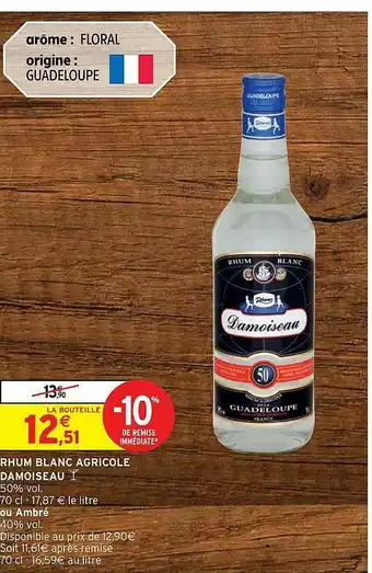 Rhum Blanc Agricole Damoiseau