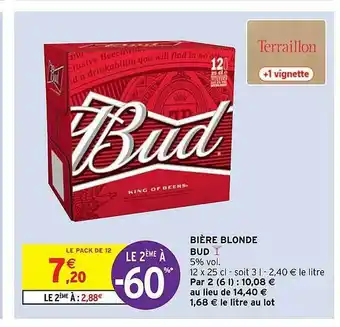 Intermarché Hyper Bière Blonde Bud offre