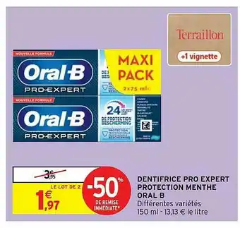 Intermarché Hyper Dentifrice Pro Expert Protection Menthe Oral B offre
