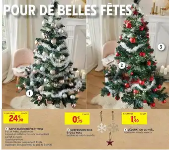 Intermarché Hyper Sapin Blooming Vert 1 M 50, Suspension Bois étoile Noël, Décoration De Noël offre