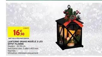 Intermarché Hyper Lanterne Grand Modèle 3 Led Effet Flamme offre