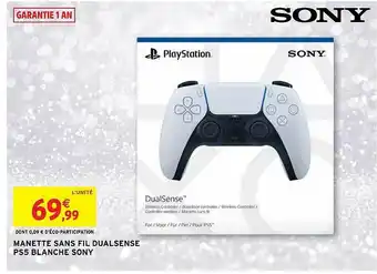 Intermarché Hyper Manette Sans Fil Dualsense Ps5 Blanche Sony offre
