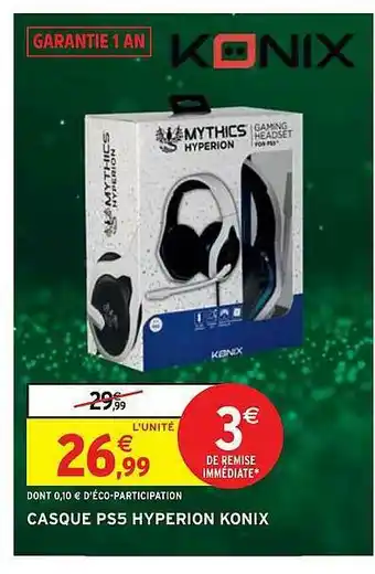 Intermarché Hyper Casque Ps5 Hypérion Konix offre
