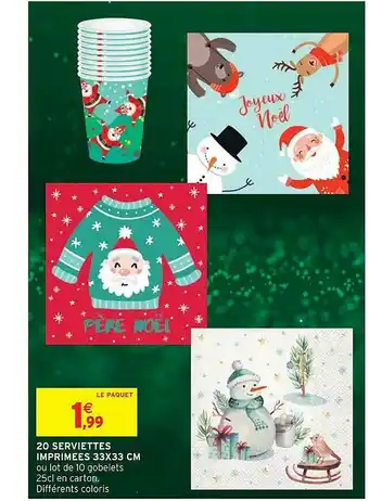 Intermarché Hyper 20 Serviettes Imprimées 33 X 33 Cm offre